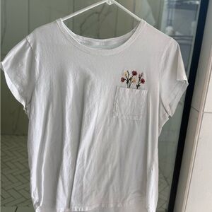 Abercrombie Kids White Tee with Floral Pocket